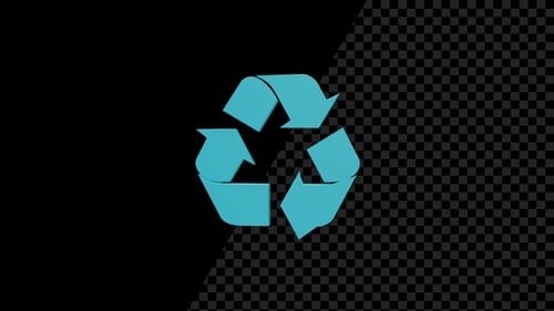 3D Recycle Icon Blue Alpha Loop