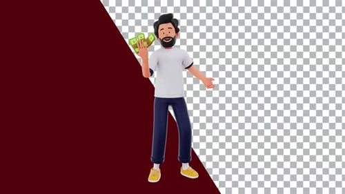 A happy man with money