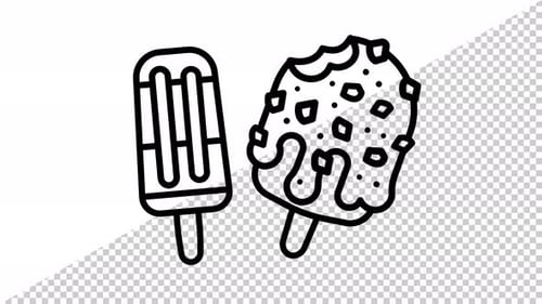 Animated Line Art Ice Cream Pops Dessert Icons