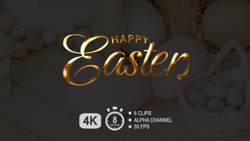 Happy Easter Decorative Cursive Text Animation