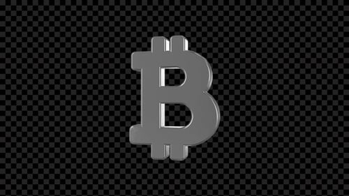 Silver 3D Bitcoin Symbol Spinning Loop Animation