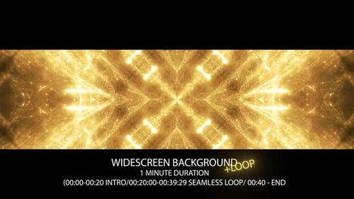 Golden Glowing Symmetrical Particle Kaleidoscope Loop Background