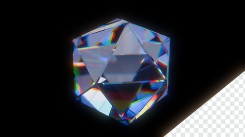 3D-Element, Polygon, chromatische Aberration, irisierend, ultrarealistisch, zufälliger Loop 1