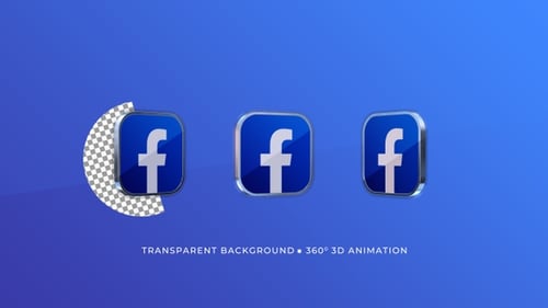 Modern 3D Facebook Icon Rotating Animation
