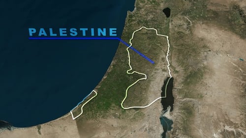 World Map Zoom-In To Country With Text Label