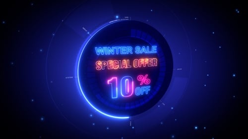 Neon Futuristic Winter Sale Special Offer Text Reveal