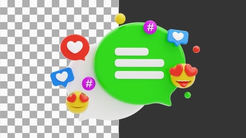3D Animation of Social Media Speech Bubbles | Alpha Channel