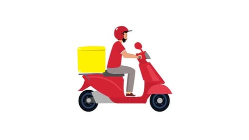 Animated Delivery Person on Scooter Flat Design