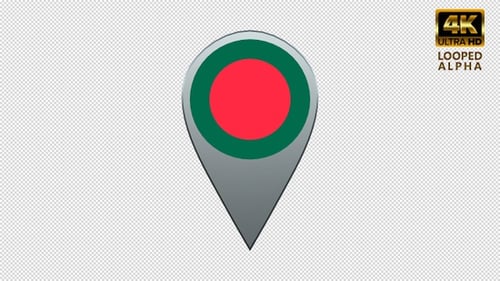 3D Bangladesh Flag Map Pin Rotation