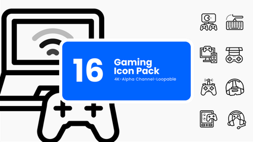 Animated Gaming Device and Accessory Line Icons Pack