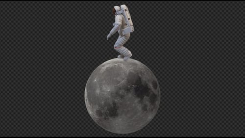 Running Astronaut in Moons Surface