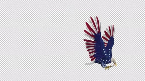 Animated American Flag Bald Eagle Flying