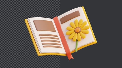 Animated 3D Book Opening and Closing with Content Display