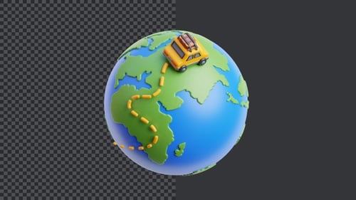 Animación 3D de viajes en coche
