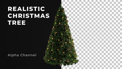 Green Christmas Tree Decorated with Blinking Lights 002