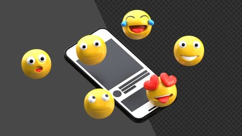 3D Animation of Phone And Social Media Emojis | Alpha Channel