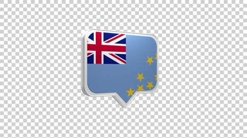 Animated 3D Tuvalu Flag Speech Bubble Icon