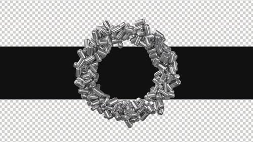 Animated Ring of Silver Metallic Cylinders