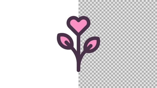 Pulsating Minimalist Heart Plant Icon Animation