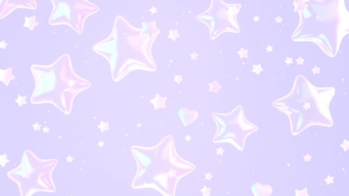 Dreamy Iridescent Stars and Hearts Floating Animation