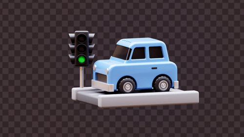 3D Car Traffic Light Green Signal Animation