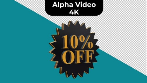 Golden 3D Rotating 10 Percent Off Discount Badge