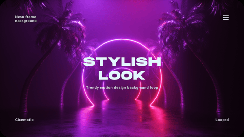 Colorful Neon Frames And Palm Trees Loop