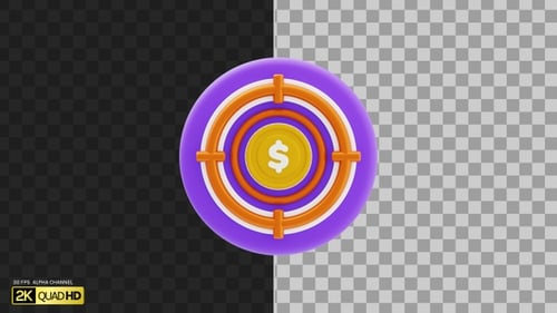 3D Dollar Target for Financial Success | Alpha Channel