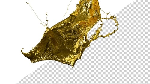 Collision Of Streaming Liquid Gold Splash V2