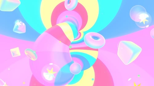 Dreamy Pastel Geometric Shapes Swirling Tunnel Animation