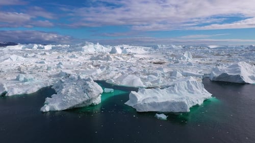 Aerial View of Majestic Icebergs in Arctic Waters