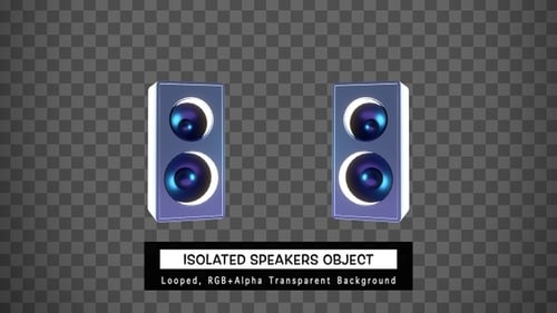 Animated 3D Music Speakers with Pulsing Sound Waves