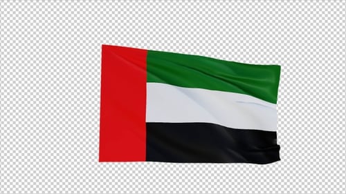 Waving Flag of the United Arab Emirates on Black Background