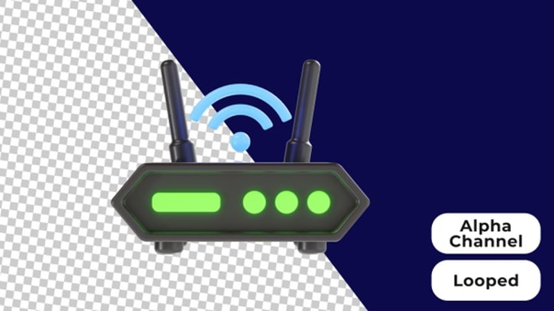 3D Animated Router Network | Alpha Channel, Elements Motion Graphics ft ...