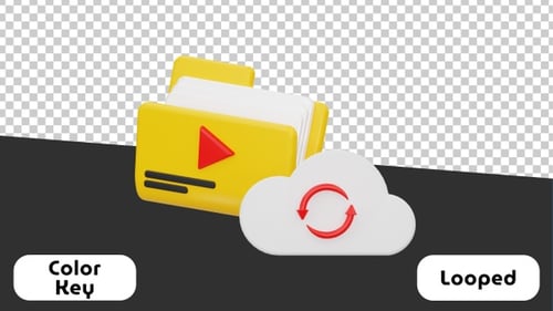 Animiertes 3D-Icon von Cloud Backup | Farbkey-Effekt | Alphakanal