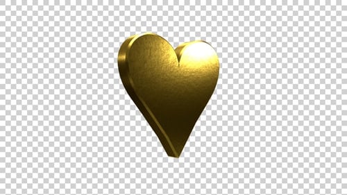 Golden Heart 3D Spin Animation for Love and Celebration