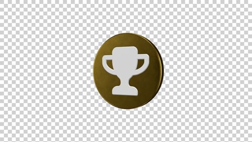 Animated 3D Golden Trophy Badge Icon