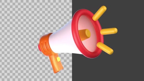Animated 3D Megaphone Icon for Announcement and Communication