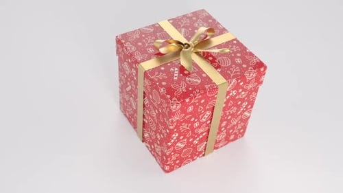 Opening A Wrapped Christmas Gift Transition 4K