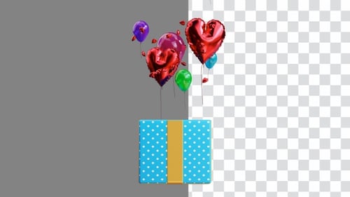 3D Animation of Gift Box With Balloon | Alpha Channel