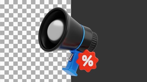 3D Megaphone with Percent | Alpha Channel