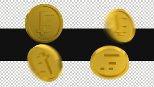 Pack Of Moving Gold Franc Coins On Alpha Loop