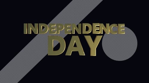 Gold Metallic 3D Independence Day Rotating Text Reveal