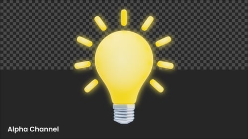 Animated 3D Light Bulb Icon Turning On