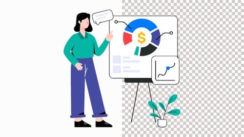 Flat Design Data Presentation with Animated Person