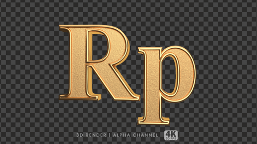 Golden Rupiah Sign Looping 3d Animation Alpha Background Currency Money Finance Economy Symbol