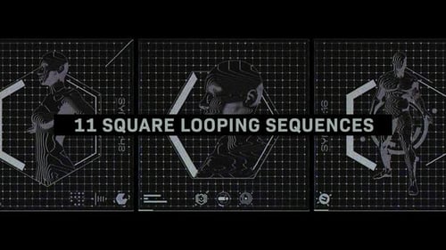 Futuristic Human Wireframe HUD Grid Animation Loops