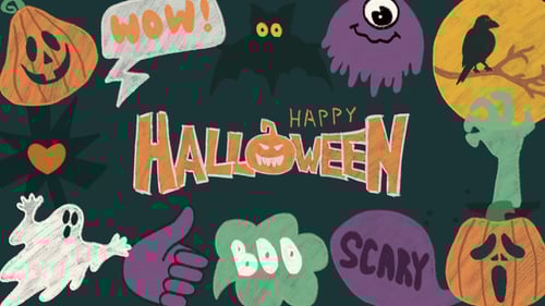 Hand-Drawn Sketch Halloween Animated Icons and Elements