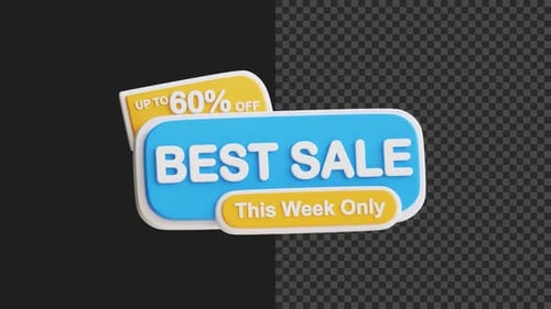 Modern 3D Animated Best Sale Discount Offer Tag