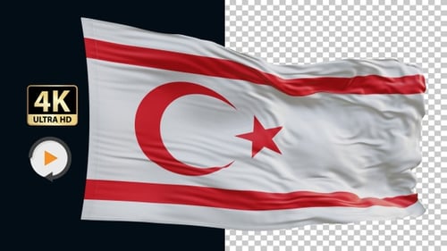 Realistic Northern Cyprus Flag Waving Animation